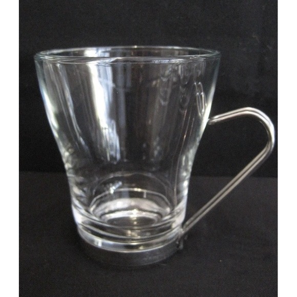 VITROSAX Italy VintageLot of 11 Clear Glass Chrome Holder Coffee Cup Mugs